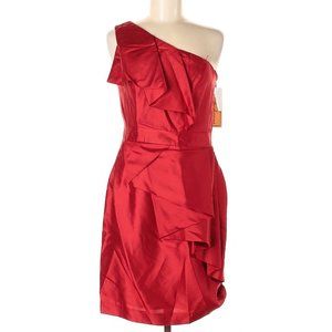 NWT SHOSHANNA Red One Shoulder 100% Silk Dress